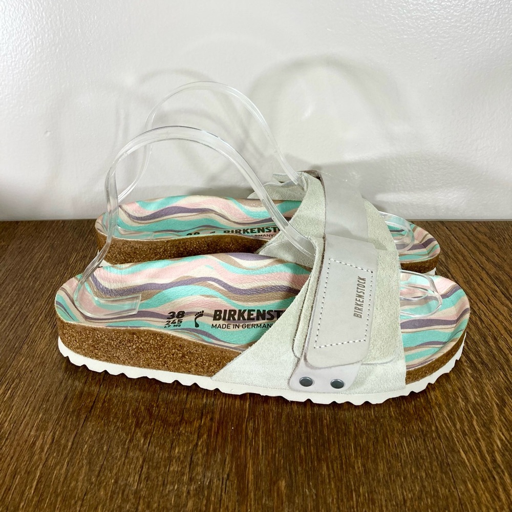 NWT Birkenstock Oita Printed Footbed
Slide Sandal Women’s Size 7 Antique
White